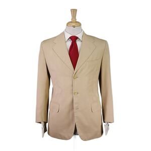 Edgar Pomeroy Bespoke Khaki Tan Cotton Handmade Suit 38S